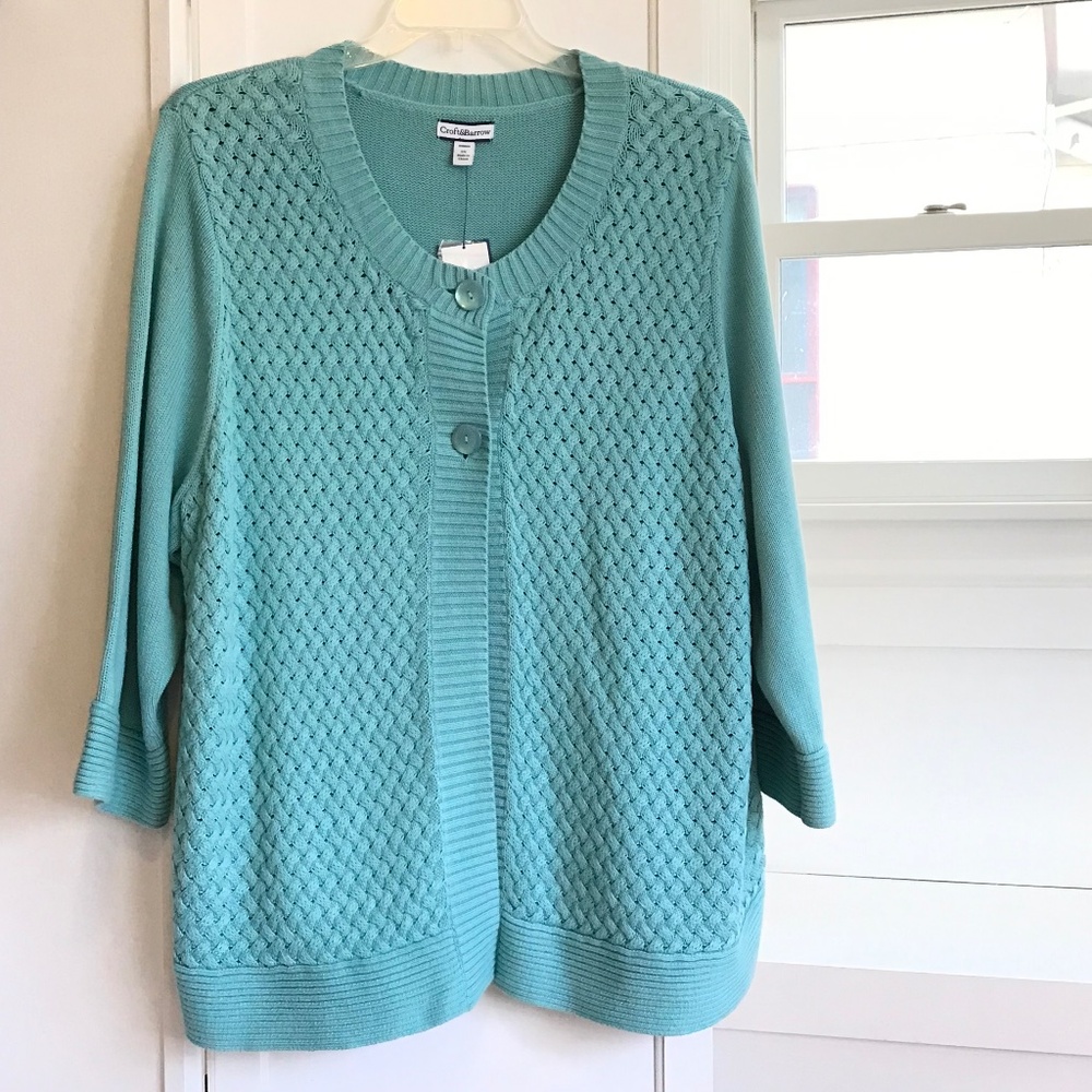CROFT & BARROW Cotton Knit Cardigan Sweater Women’s Plus Size 3X NWT